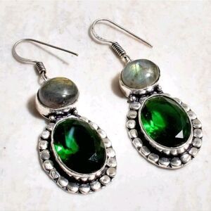 Green Quartz Labradorite Handmade Drop Dangle Earrings Jewelry 1.92"